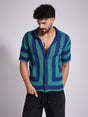 Green & Blue Striped Crochet Shirt Shirts Fugazee 