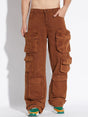 Brown Super Baggy Cargo Denim Jeans Fugazee 