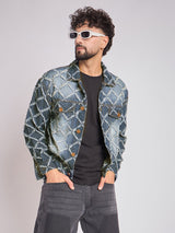 Dark Washed Damaged Patterned Denim Jacket Jackets Fugazee 