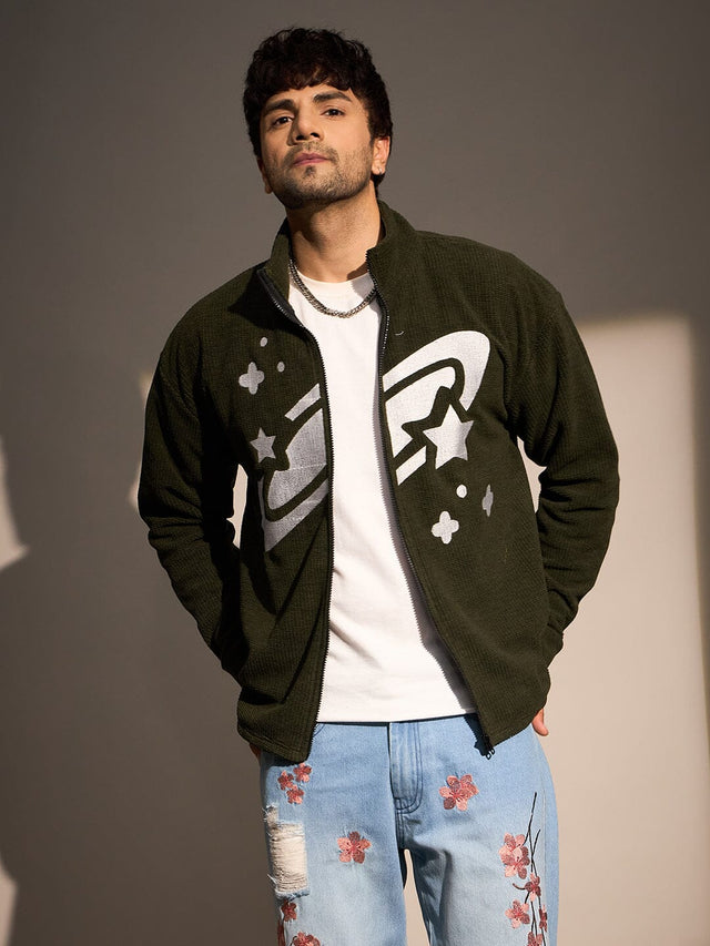 Dark Green Box Fleece Harrington Jacket Jackets Fugazee 