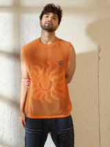 Rust Sun Graphic Crochet Vest T-Shirts Fugazee 