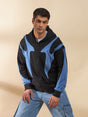 Black & Blue Cut Sew Zipped Hoodie Sweatshirts Fugazee 