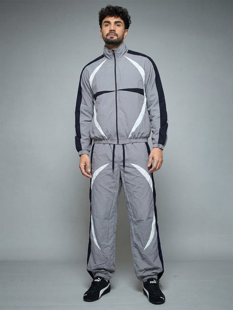 Grey Crescent Cut And Sew Tracksuit Tracksuits Fugazee 