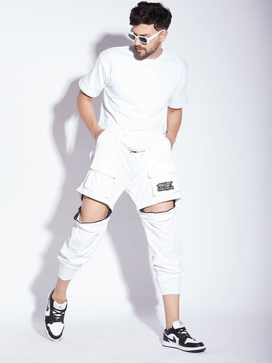 White Ninja Detachable Jogger Shorts