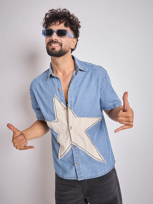 Denim Star Patch Shirt Shirts Fugazee 