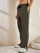 Khaki Polar Fleece Boot Cut Joggers Trackpants Fugazee 