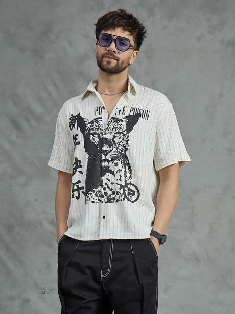 Ecru Cheetah Graphic Short Sleeves Shirt Shirts Fugazee 