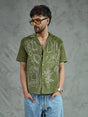 Khaki Embroidery Corduroy Cuban Shirt Shirts Fugazee 