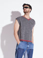 Charcoal Knitted Sleeveless Sweater Sweaters Fugazee 