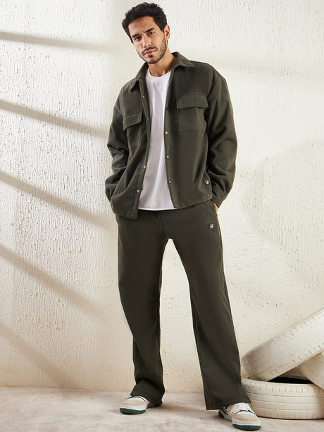 Khaki Polar Fleece Shacket Coord Clothing Set Fugazee 