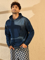 Navy Faded Cut Sew Oversized Hoodie Sweatshirts Fugazee 