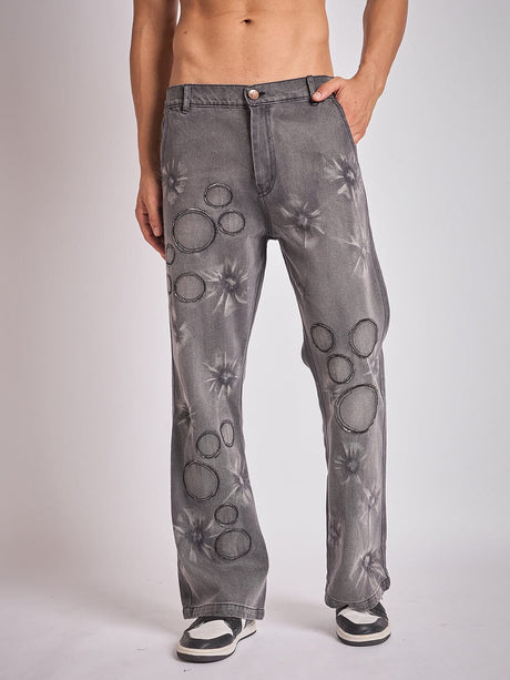 Black Oxygen Bubble Washed Denim Jeans Fugazee 