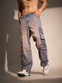 Indigo Dusty Wash Cargo Denim Jeans Fugazee 