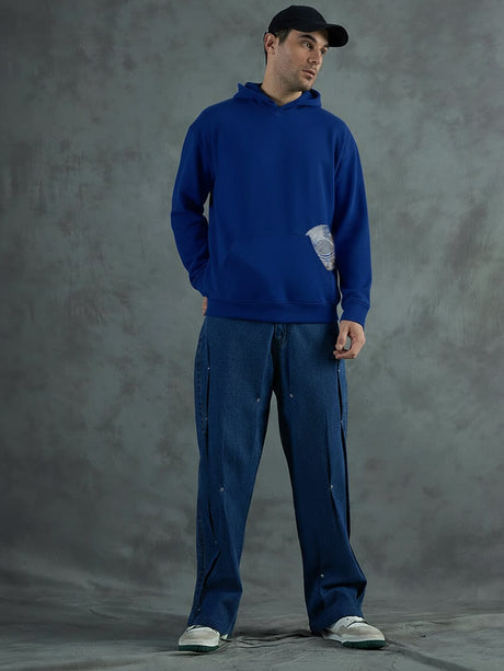 Royal Blue CD Embroidered Hooded Sweatshirt Sweatshirts Fugazee 