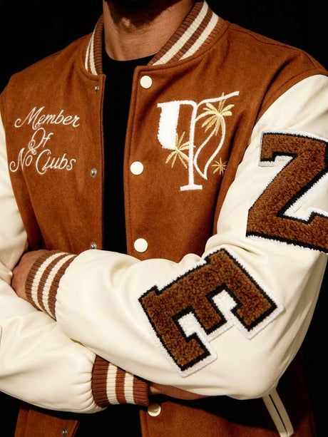 Brown Woollen Letterman Varsity Jacket Jackets Fugazee 