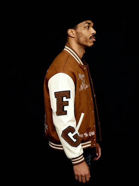 Brown Woollen Letterman Varsity Jacket Jackets Fugazee 