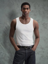 White Ribbed Muscle Fit Vest T-shirts Fugazee 