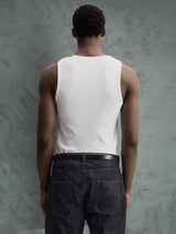 White Ribbed Muscle Fit Vest T-shirts Fugazee 