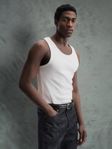 White Ribbed Muscle Fit Vest T-shirts Fugazee 