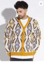 Mustard Abstract Print Cardigan Sweaters Fugazee 