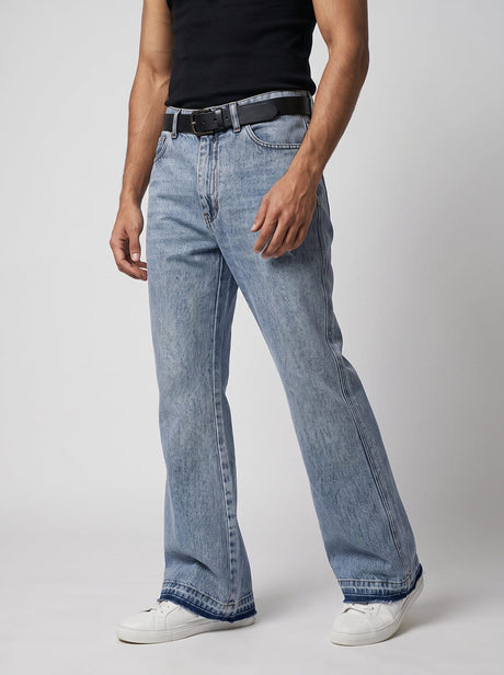 Super Ice Flared Raw Edge Denim Jeans Fugazee 