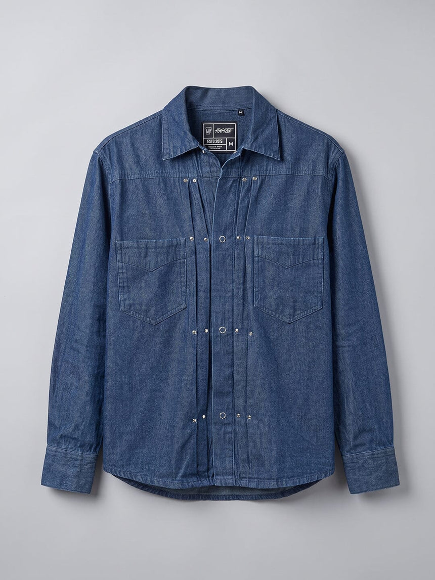 Dark Washed Riveted Denim Shirt Shirts Fugazee 