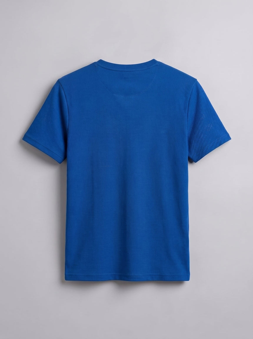 Royal Blue Notch Neck Ribbed Tshirt T-Shirts Fugazee 