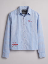 Heather Blue Pinstriped Cropped Shirt Shirts Fugazee 