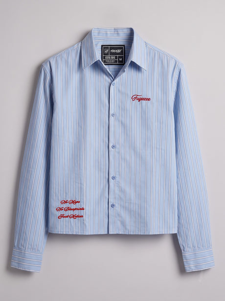 Heather Blue Pinstriped Cropped Shirt Shirts Fugazee 