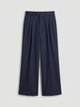 Navy Wide Leg Pleated Trousers Trousers Fugazee 