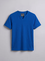 Royal Blue Notch Neck Ribbed Tshirt T-Shirts Fugazee 