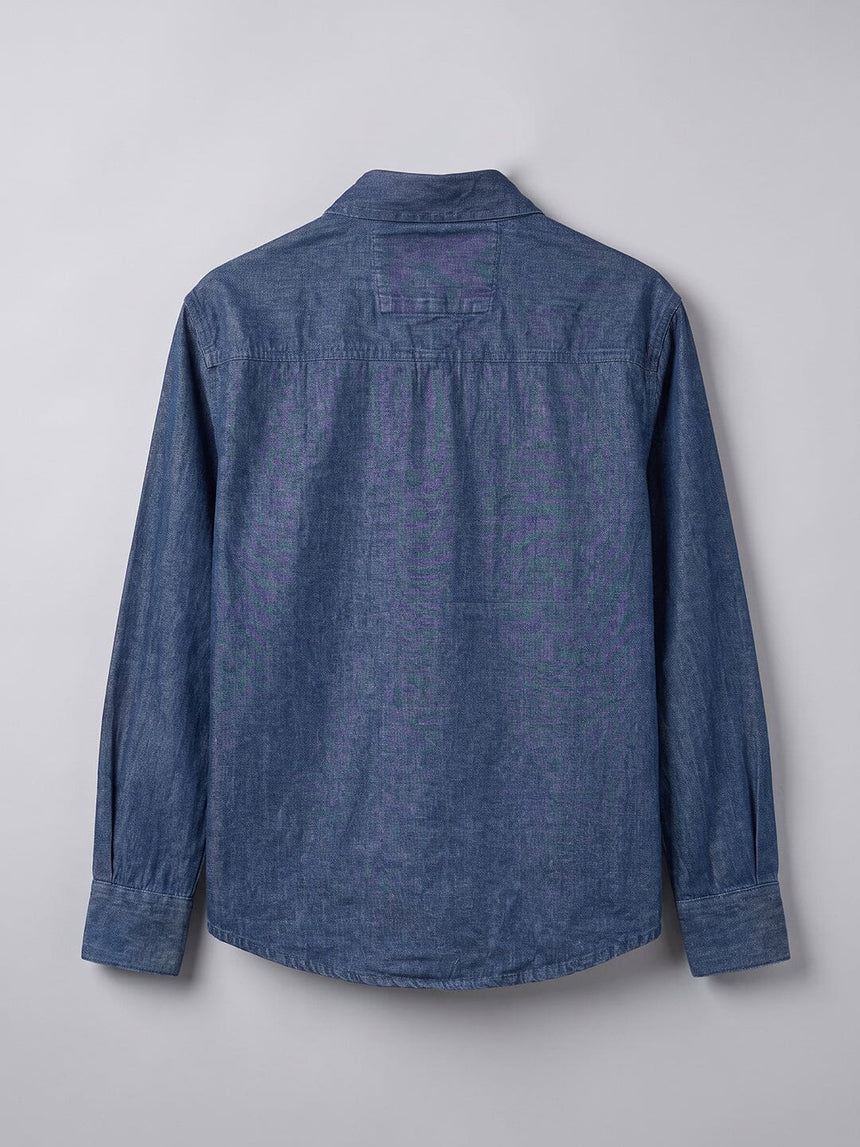 Dark Washed Riveted Denim Shirt Shirts Fugazee 