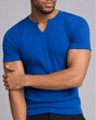 Royal Blue Notch Neck Ribbed Tshirt T-Shirts Fugazee 