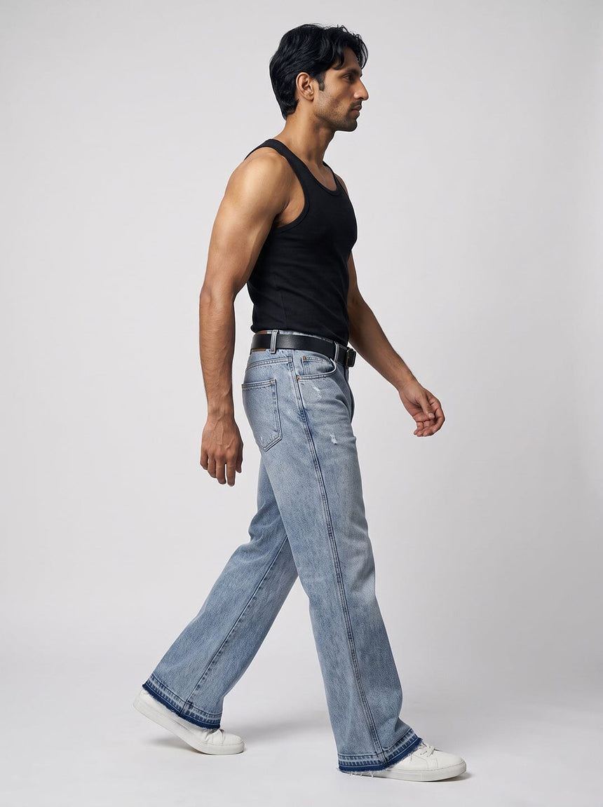 Super Ice Flared Raw Edge Denim Jeans Fugazee 