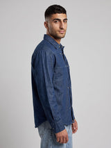Dark Washed Riveted Denim Shirt Shirts Fugazee 