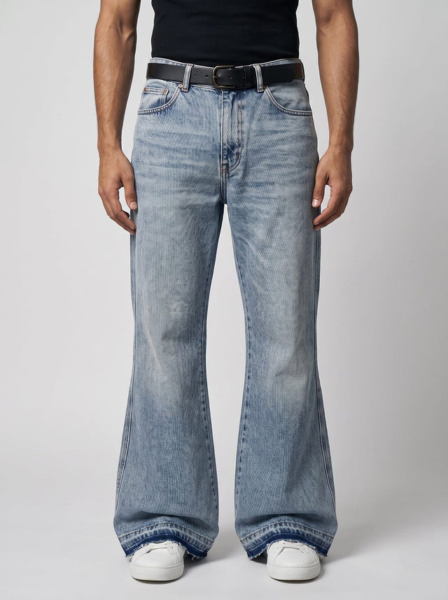 Super Ice Flared Raw Edge Denim Jeans Fugazee 
