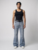 Super Ice Flared Raw Edge Denim Jeans Fugazee 