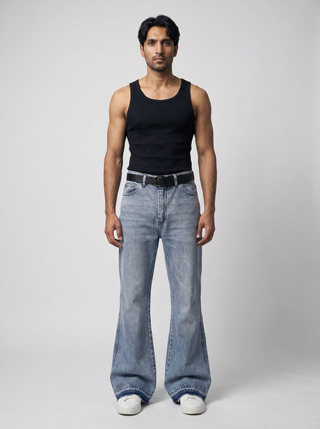 Super Ice Flared Raw Edge Denim Jeans Fugazee 