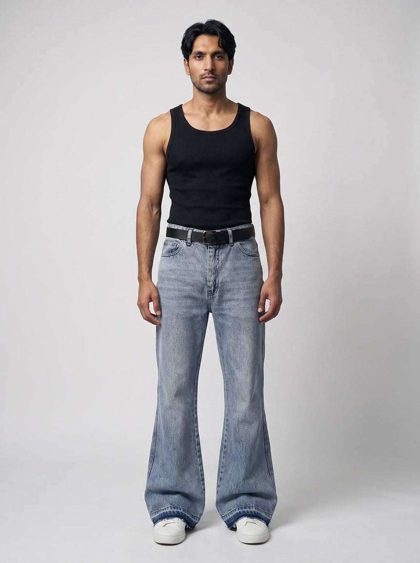 Super Ice Flared Raw Edge Denim Jeans Fugazee 