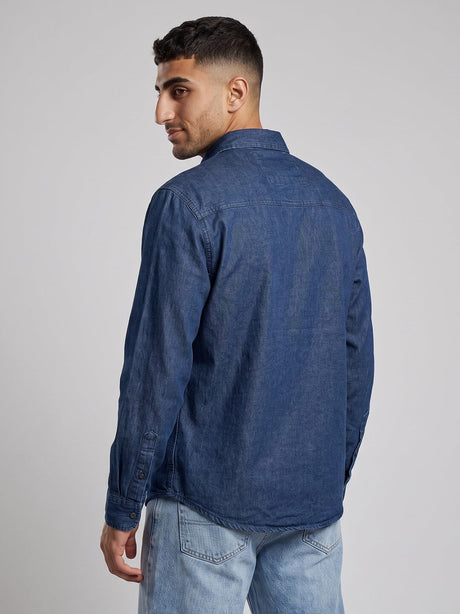 Dark Washed Riveted Denim Shirt Shirts Fugazee 