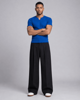 Royal Blue Notch Neck Ribbed Tshirt T-Shirts Fugazee 