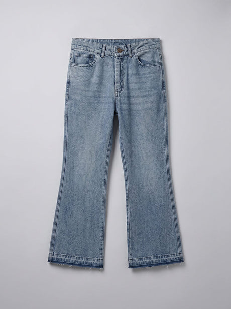 Super Ice Flared Raw Edge Denim Jeans Fugazee 