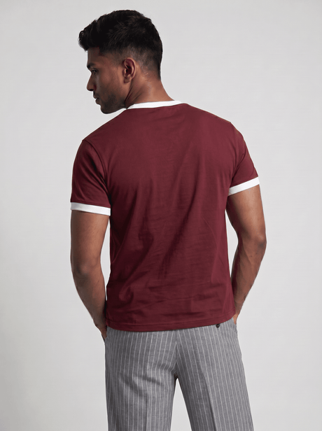 Maroon Cropped Ringer Tshirt T-Shirts Fugazee 