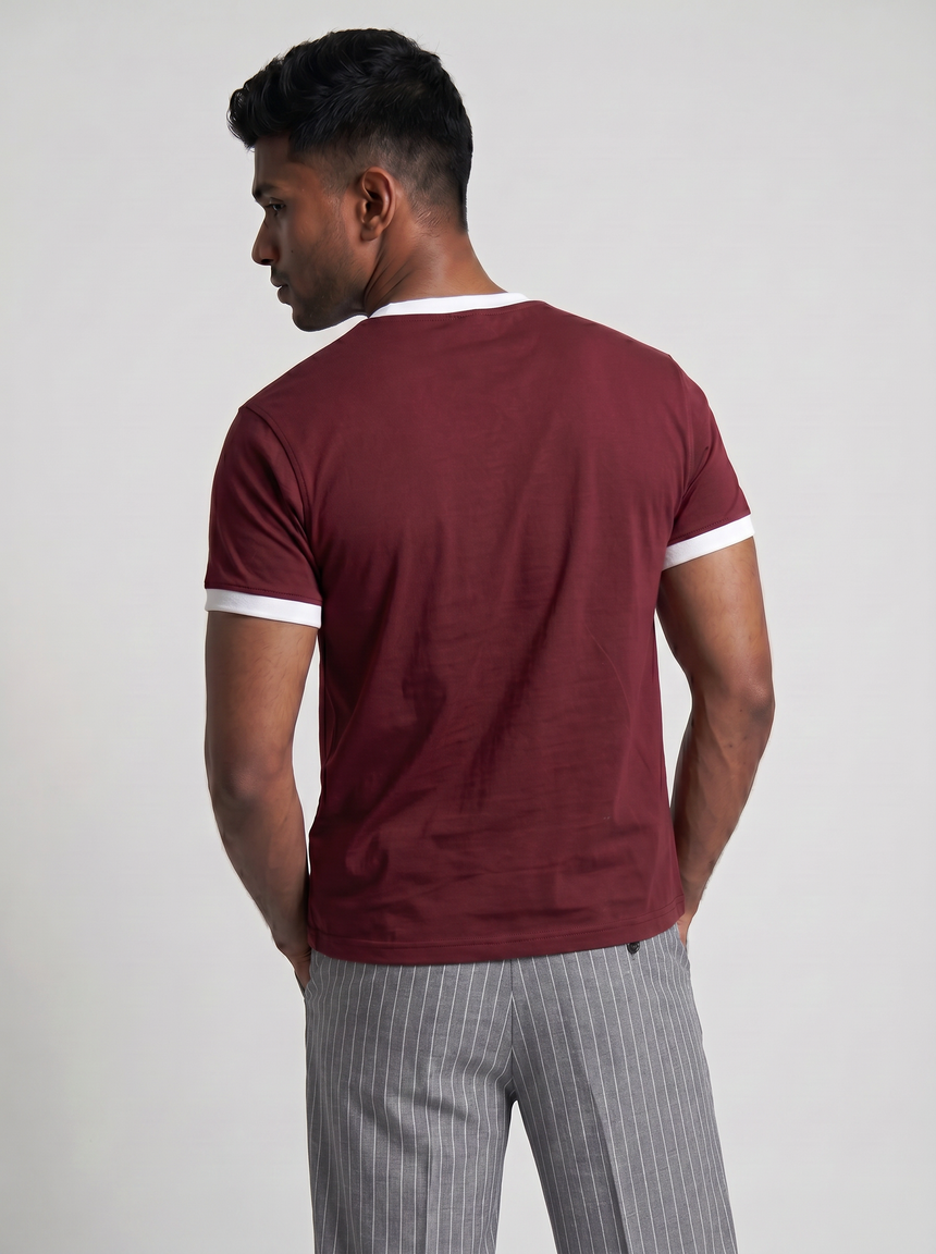 Maroon Cropped Ringer Tshirt