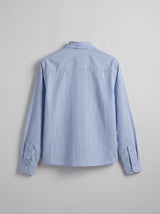 Heather Blue Pinstriped Cropped Shirt Shirts Fugazee 