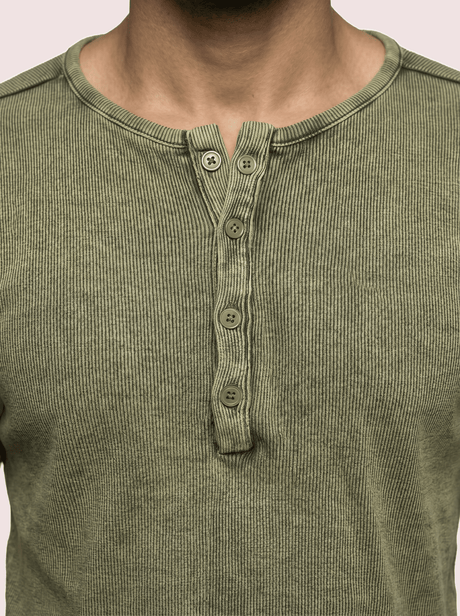 Foilage Acid Ribbed Henley Short Sleeves Tshirt T-Shirts Fugazee 