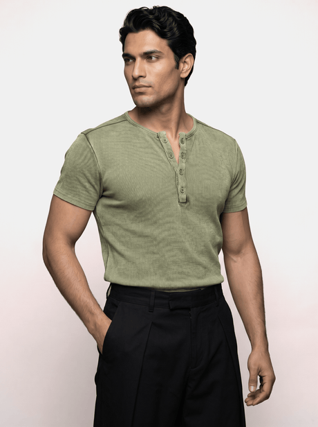 Foilage Acid Ribbed Henley Short Sleeves Tshirt T-Shirts Fugazee 