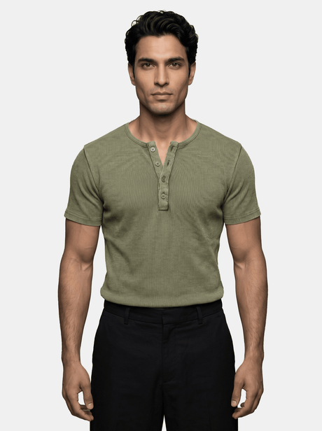 Foilage Acid Ribbed Henley Short Sleeves Tshirt T-Shirts Fugazee 