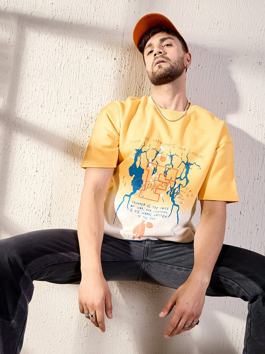 Yellow Ombre Oversized Graphic Tshirt T-shirts Fugazee 