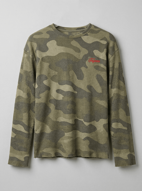 Camo Waffle Cropped Longsleeve Tshirt T-Shirts Fugazee 